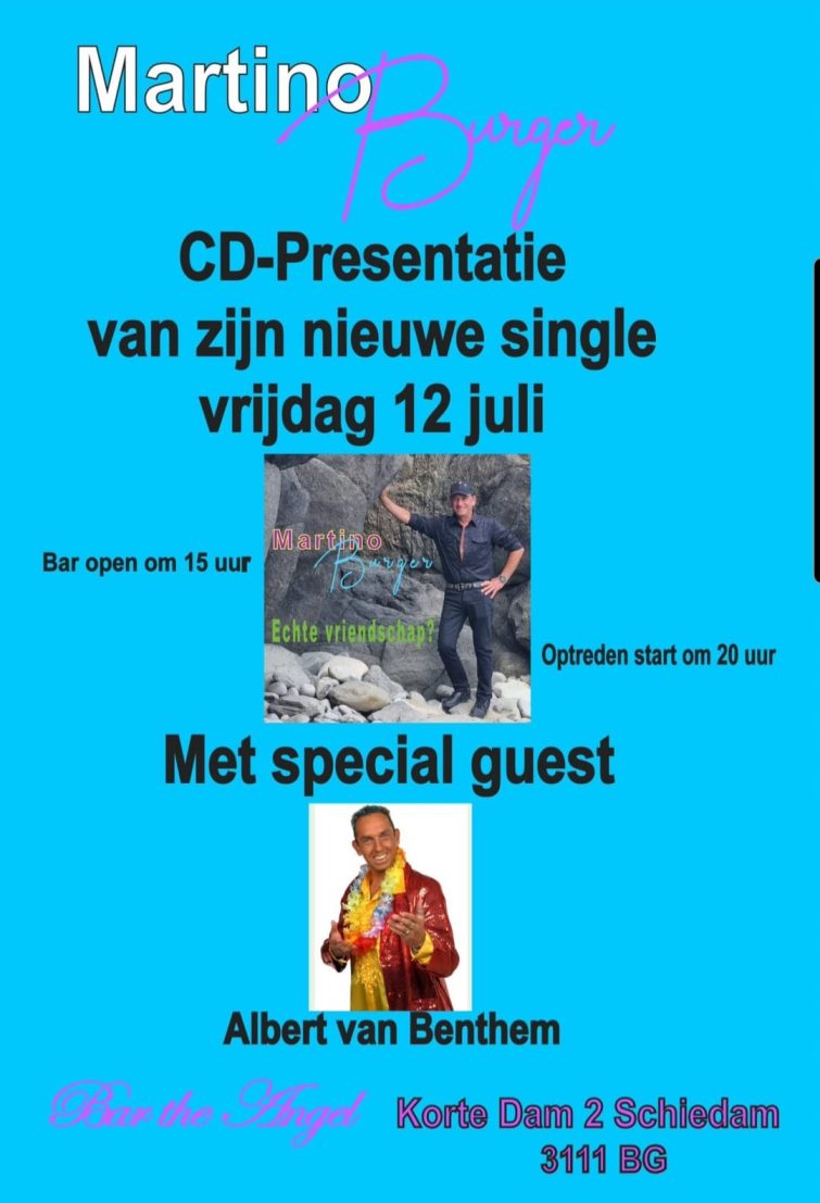 12 juli CD-Presentatie van de nieuwe single onze bar The Angel in Schiedam.